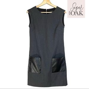 J. Crew Faux Leather Pocket Grey Shift Dress Sz 00